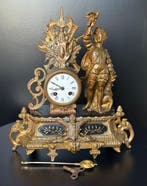 Figurale pendule - Antiek Albast, Zinklegering - 1850-1900 -