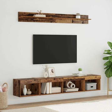 vidaXL Tv Wandkast Set 5 st Oudhout Bewerkt hout, Verzenden, Nieuw