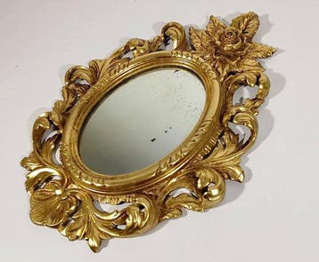 Wandspiegel - Gouden hout, Glas - Houten lijst met bladgoud