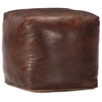 vidaXL Poef 40x40x40 cm echt geitenleer donkerbruin, Verzenden