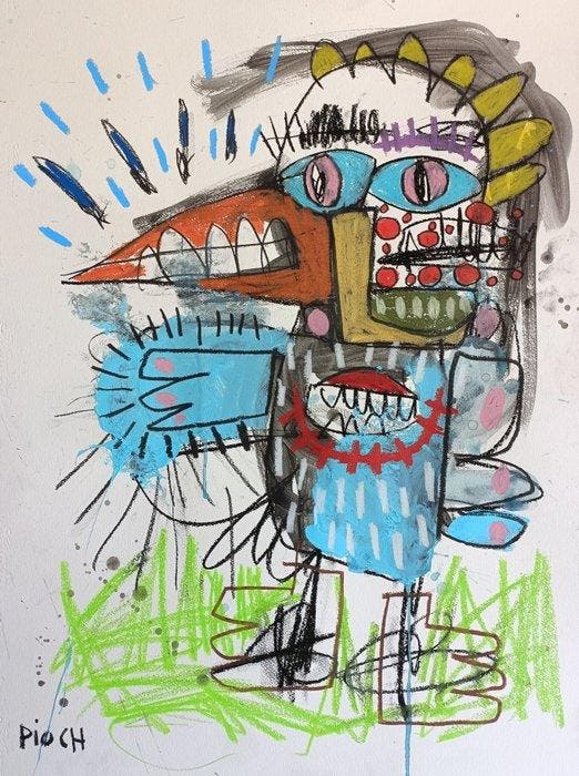 PIOCH - Sans titre, Antiek en Kunst, Kunst | Schilderijen | Modern