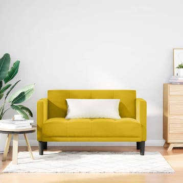 vidaXL Loveseat bank / zetel geel 111 cm fluweel, Huis en Inrichting, Verzenden, Nieuw