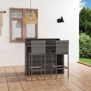 vidaXL 3-delige Tuinbarset met kussens grijs, Tuin en Terras, Verzenden, Nieuw