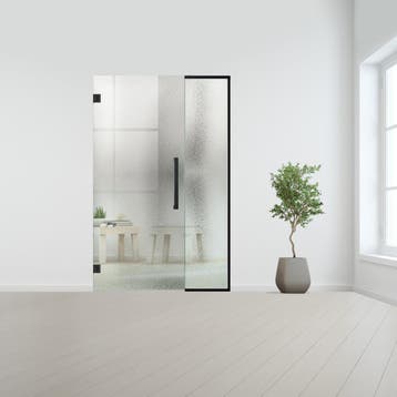 Glazen binnendeur met zijlicht zonder kozijn zwart beslag-Cr, Doe-het-zelf en Bouw, Verzenden, Nieuw