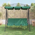 vidaXL Schommelbank met luifel 198 cm stof en staal groen, Tuin en Terras, Verzenden, Nieuw