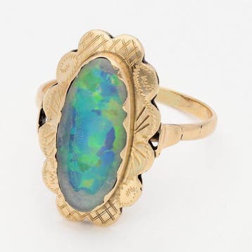 Bague - 14 carats Or jaune - opale, Nieuw