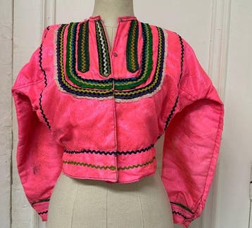 Vintage etnische jas – Fuchsie Roze - Katoen, Lak - Turkije, Antiek en Kunst