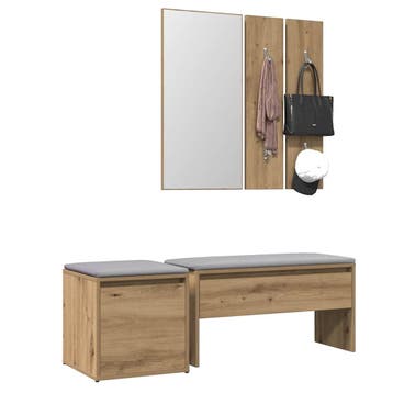 vidaXL Halmeubelset bewerkt hout artisanaal eikenkleur, Verzenden, Nieuw
