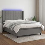 vidaXL Boxspring met matras en LED stof donkergrijs 140x200, Verzenden, Nieuw