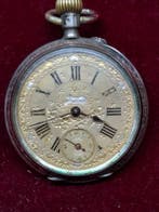 Zakhorloge Zilver - Fraaie goudkleurige wijzerplaat en een, Nieuw