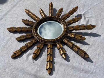 Wandspiegel - Hout, Glas - Zonnespiegel van glas