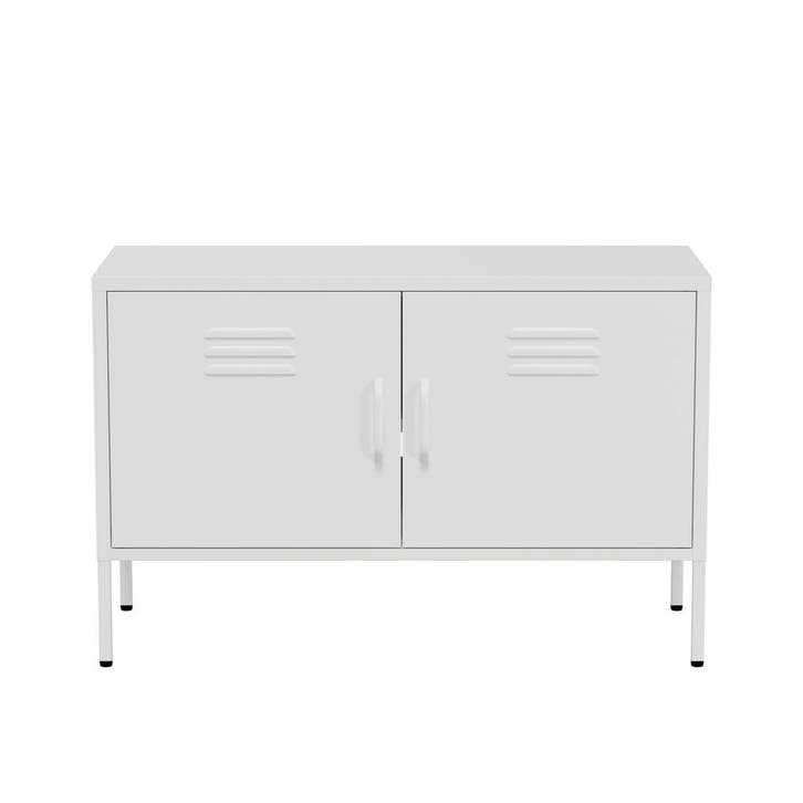Lendo Online Meuble TV 100x40x65 cm Métal Blanc, Huis en Inrichting, Kasten |Televisiemeubels