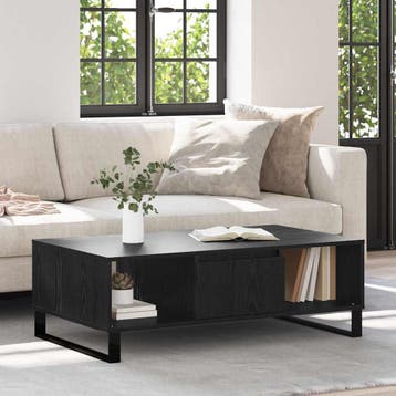 vidaXL Salontafel Zwart Eiken 104 x 60 x 35 cm Bewerkt hout, Verzenden, Nieuw