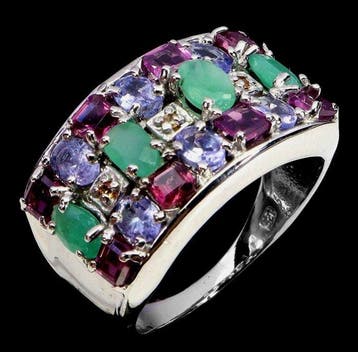 Zonder minimumprijs - Ring Zilver - 2.34ct. tw. Smaragd -