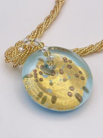 24 karaat - Murano-glas, Geel goud - Ketting met hanger -
