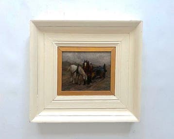 Edgard Farasyn (1858–1938) - Paarden met wagen in landelijk