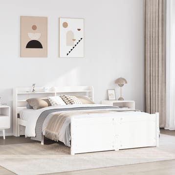 vidaXL Bedframe met hoofdeinde zonder matras 160x200 cm wit, Verzenden