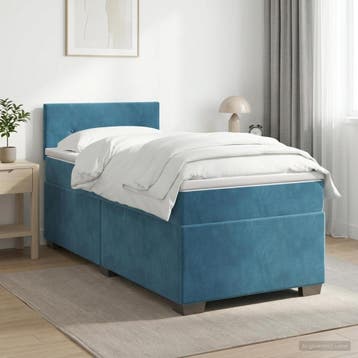 vidaXL Boxspringbed met matras Donkerblauw 90 x 200 cm, Verzenden