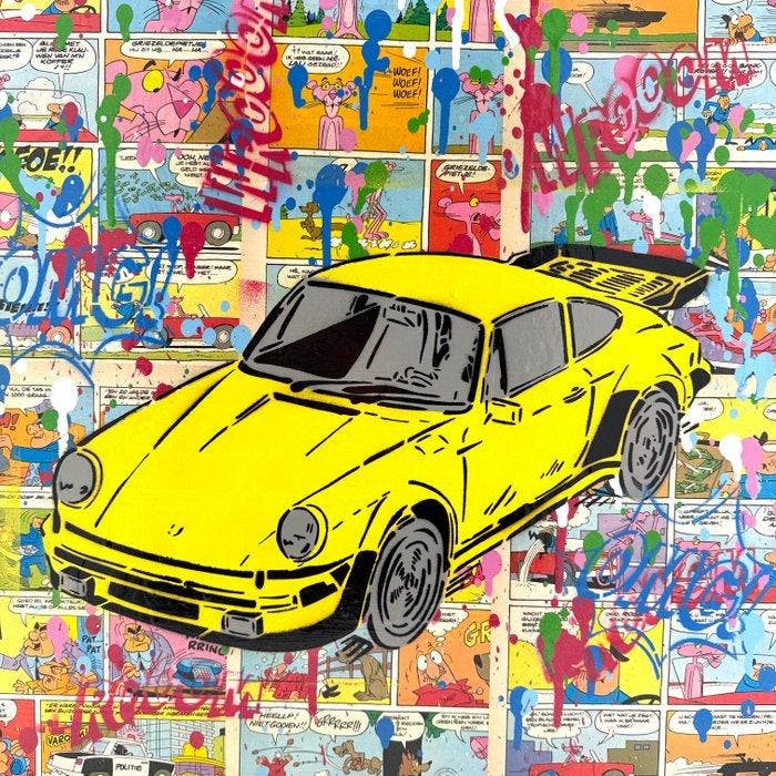 Koen Betjes (1992) - Fast Car x POP (canvas), Antiquités & Art, Art | Peinture | Moderne