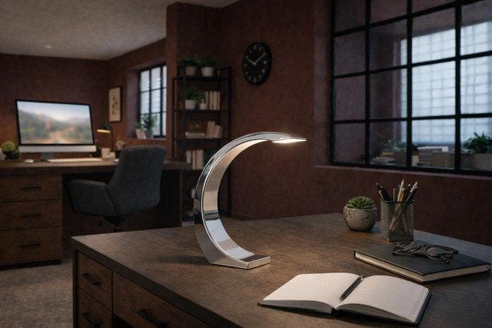 Alinea - Tafellamp - Half Shine Moon - Verchoomd staal, Antiek en Kunst, Antiek | Meubels | Stoelen en Sofa's