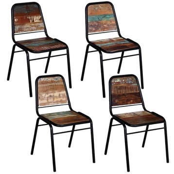 vidaXL Eetkamerstoelen 4 st massief gerecycled hout, Verzenden