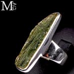 Exclusieve Juweel - Natuurlijke Moldaviet - Zilveren Ring -