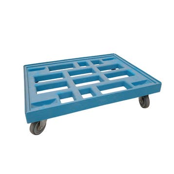 Kunststof Dolly 801x601x190 mm 4 zwenkwielen blauw, Articles professionnels, Ophalen of Verzenden