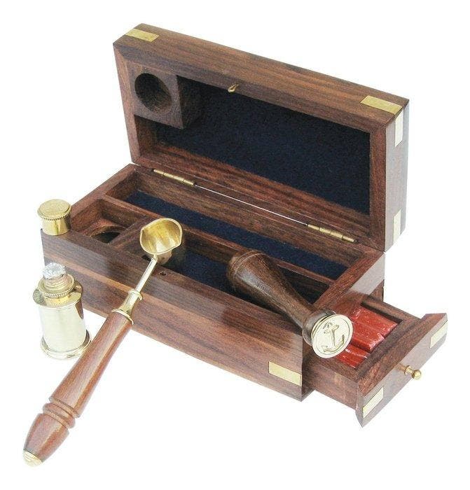 Sextant - Messing, Hout - Siegel Set in exklusiver Holzbox, Antiek en Kunst, Kunst | Designobjecten
