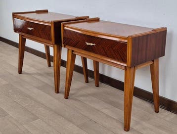 Comodini Art Dèco Minimalisti - Table de chevet - Noyer