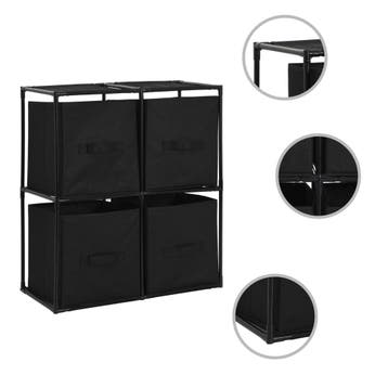 vidaXL Opbergkast met 4 stoffen manden 63x30x71 cm staal, Verzenden