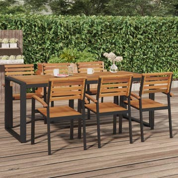 vidaXL Tuintafel met U-vormige poten 200x90x75 cm massief, Verzenden