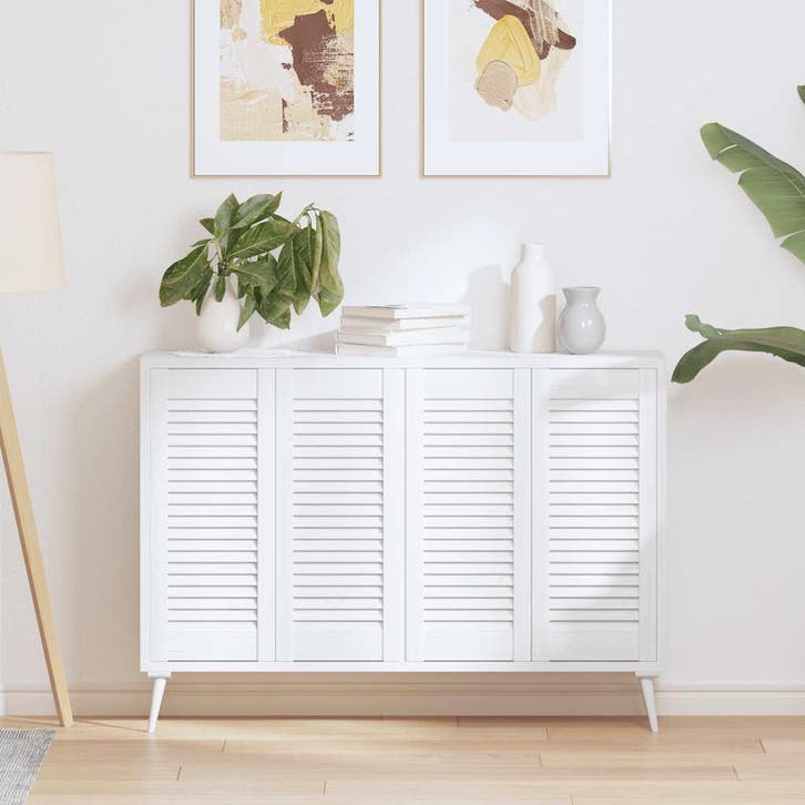 vidaXL Kastdeuren louvre design 4 st 69x29,5 cm wit, Doe-het-zelf en Bouw, Hang- en Sluitwerk, Nieuw, Verzenden