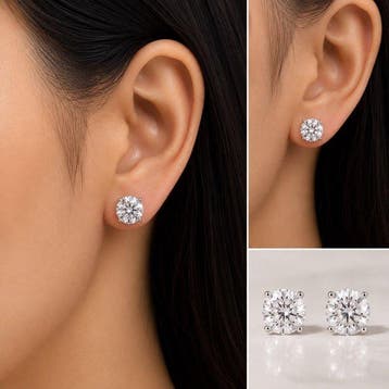 Oorstekers - 18 karaat Witgoud - 4.04ct. tw. Diamant