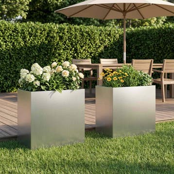 vidaXL Plantenbak 2 st zilver 50 x 30 x 50 cm Gegalvaniseerd, Verzenden