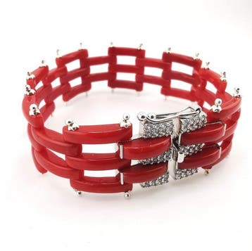 Bloedkoraal - Zilver - Armband - handgemaakt