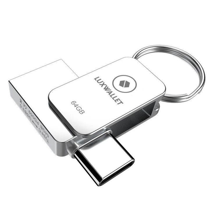 LUXWALLET PD5 Mini USB Stick 64GB USB-C Type-C OTG USB 3.0, Computers en Software, USB Sticks, Nieuw, Verzenden