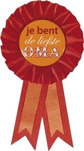 Rozet rood Je bent de liefste oma, Verzenden, Nieuw