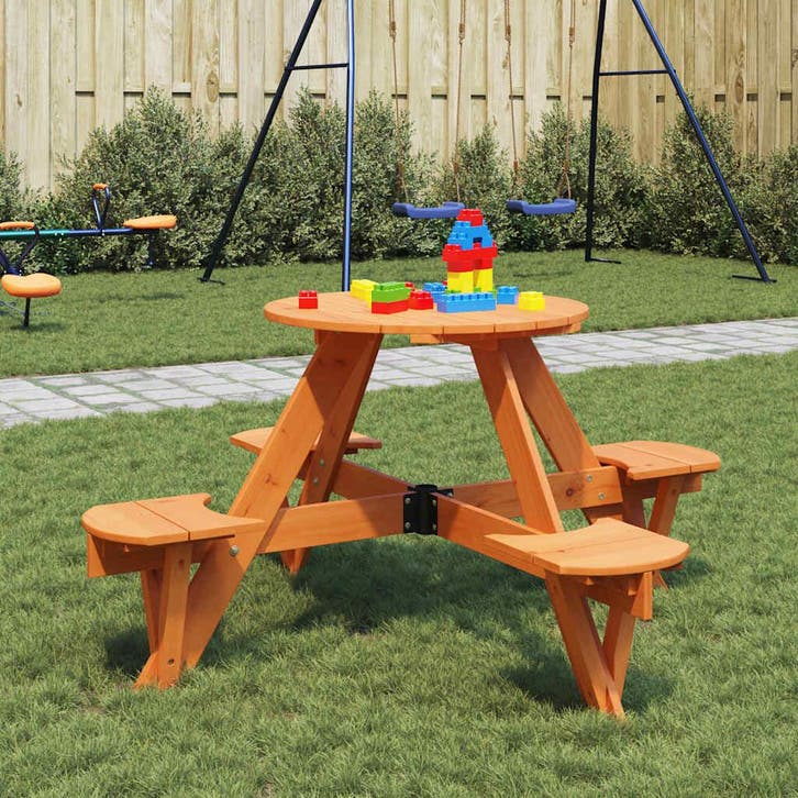 vidaXL Picknicktafel voor 4 kinderen met parasolgat rond, Tuin en Terras, Tuintafels, Nieuw, Verzenden