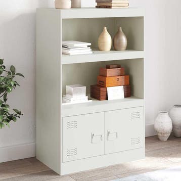 vidaXL Dressoir 67x39x107 cm staal wit, Verzenden