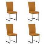 Set van 4 Leren eetkamerstoelen Dry - Toledo Leem, Ophalen of Verzenden, Nieuw, Leer, Eén