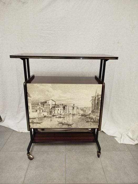 Armoire à liqueurs - Bois, Laiton, laminate - Chariot de bar, Antiek en Kunst, Kunst | Designobjecten