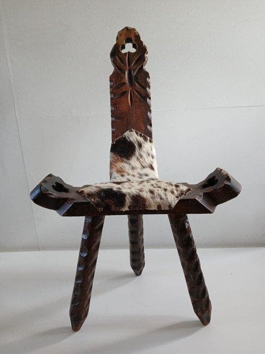 Tabouret - Bois - Vintage, Antiquités & Art, Art | Objets design