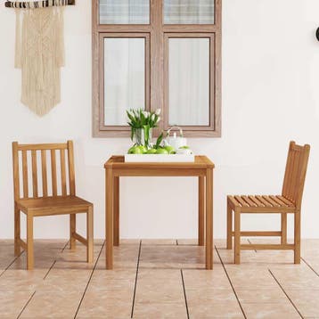 vidaXL 3-delige tuinset 80x80 cm massief teakhout, Verzenden, Tuinset