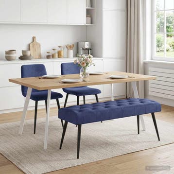 vidaXL Bank met knopen tufting Politieblauw 110 x 40 x 46 cm, Verzenden, Nieuw