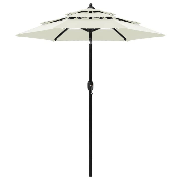 vidaXL Parasol 3-laags met aluminium paal 2 m zandkleurig, Tuin en Terras, Parasols, Nieuw, Verzenden