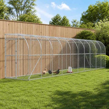vidaXL Kippenhok Tegen de Muur zilver 600 x 150 x 215 cm, Verzenden, Nieuw