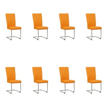 Set van 8 Leren eetkamerstoelen Dry - Toledo Mandarin, Ophalen of Verzenden