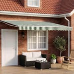 vidaXL Elektrisch Uitschuifbare Zonneluifel Groen en Wit 4,5, Tuin en Terras, Zonneschermen, Verzenden, Nieuw