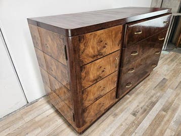 Credenza - Dressoir Art Deco in walnotenhout en blond