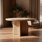 Tafel Rond Eikenhout  Slot Onderstel 110ø, Huis en Inrichting, Tafels | Eettafels, Nieuw